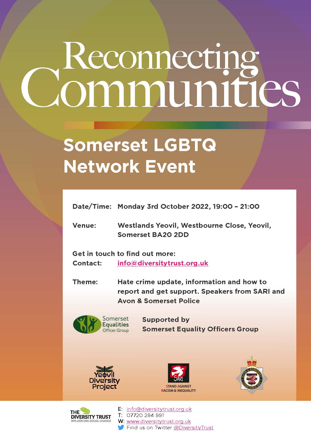 Reconnecting Communities - Somerset LGBTQ+ Equality Network Event - The ...